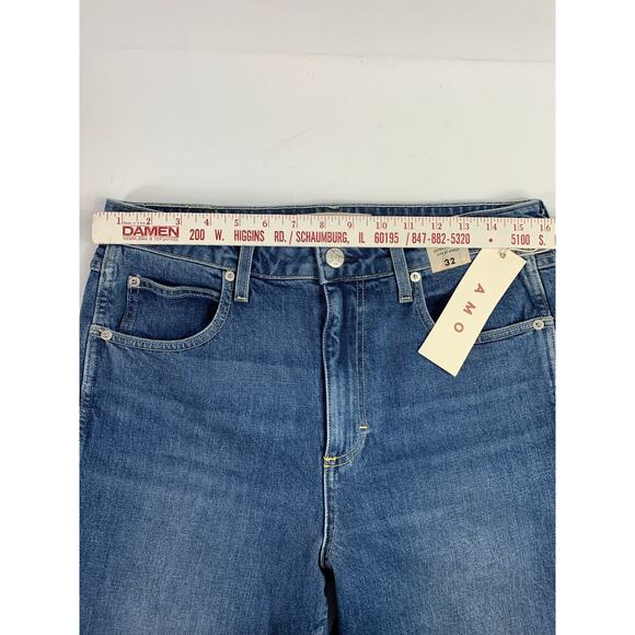 AMO Women 32 Bella Jeans Crush Slight Boot Extra High Rise Ankle NWT Raw Hem USA - Picture 5 of 16
